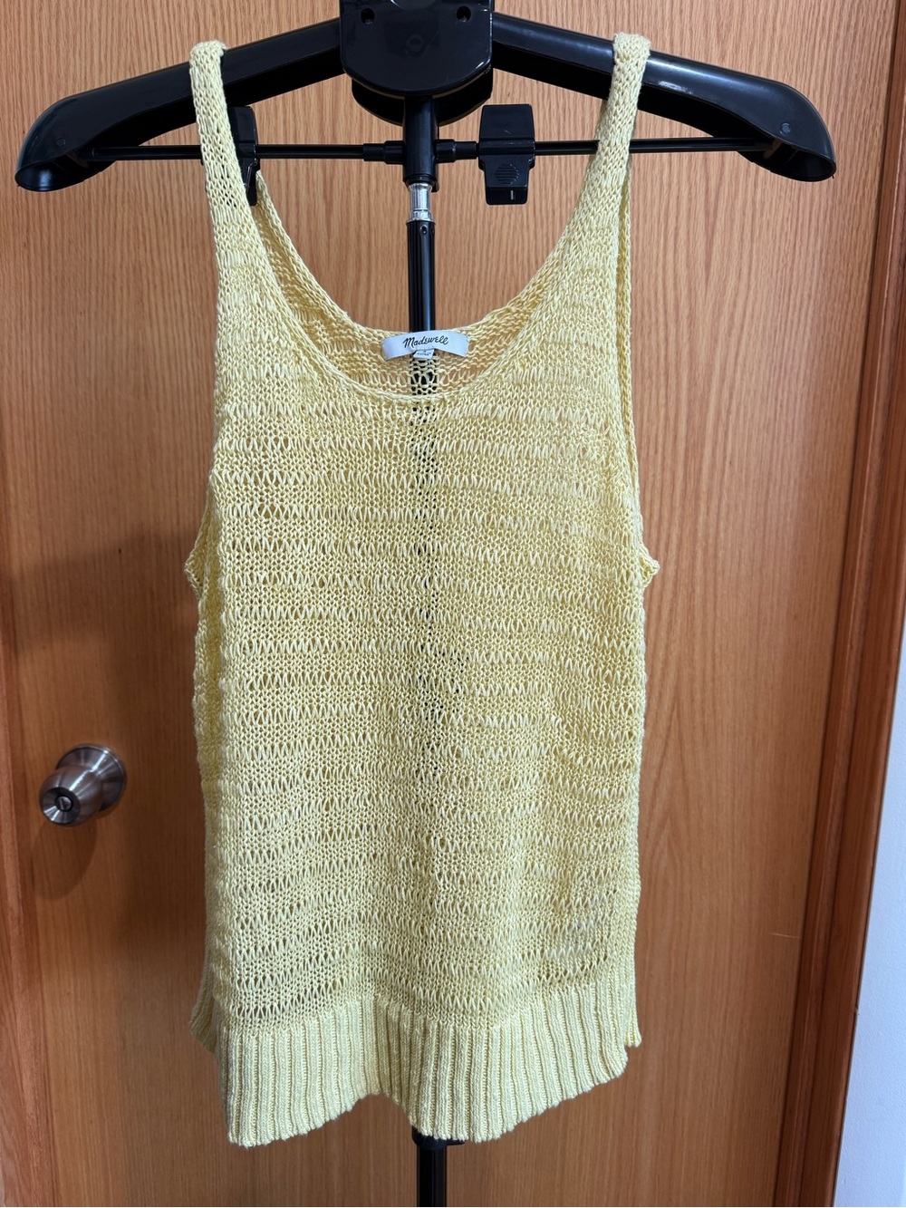 Madewell Light Yellow Open-Knit Tank Top